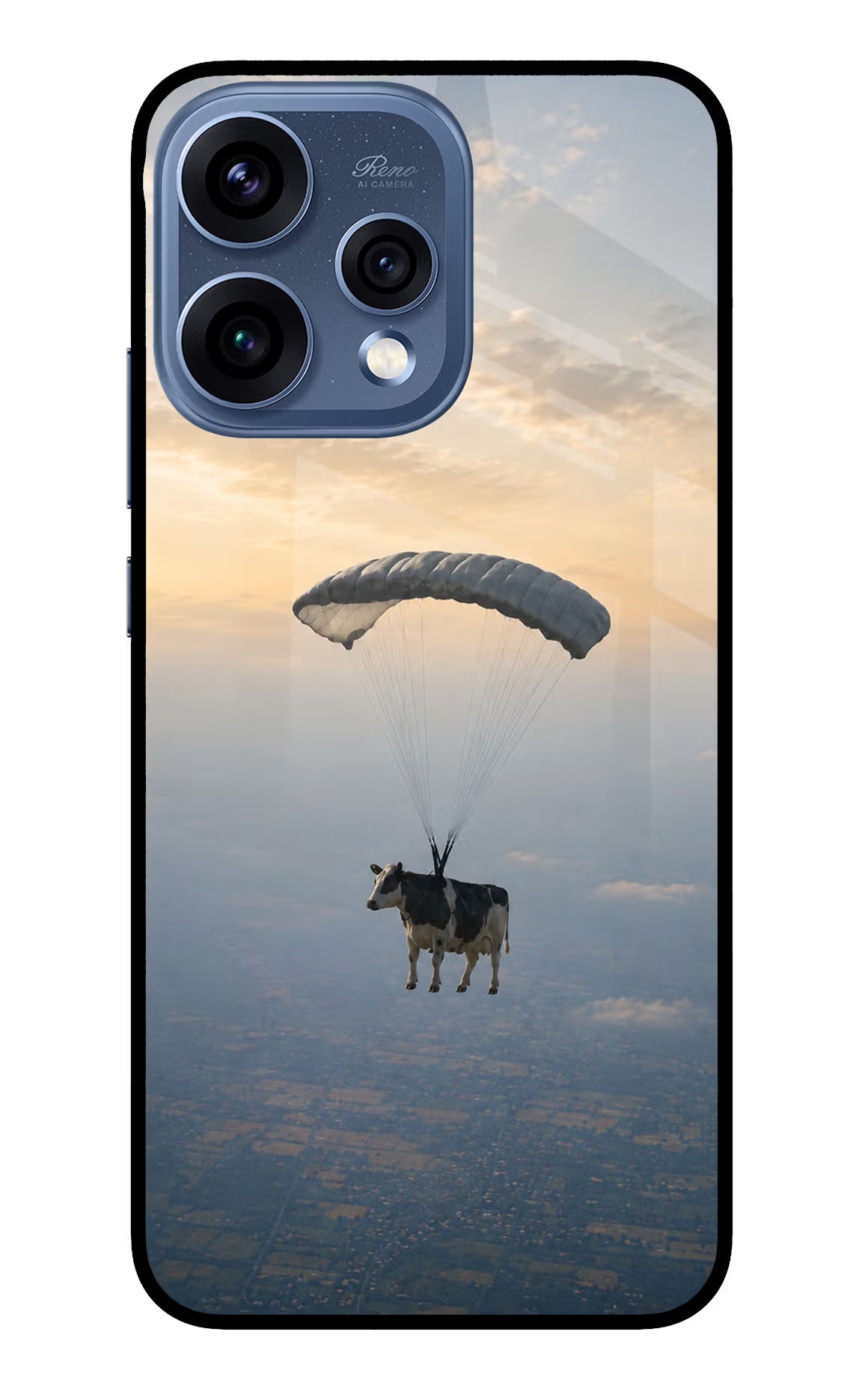 Skydiving Cow Oppo Reno15 5G Glass Case