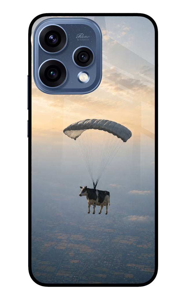 Skydiving Cow Oppo Reno15 5G Glass Case