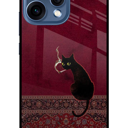 Midnight Cat Oppo Reno15 5G Glass Case