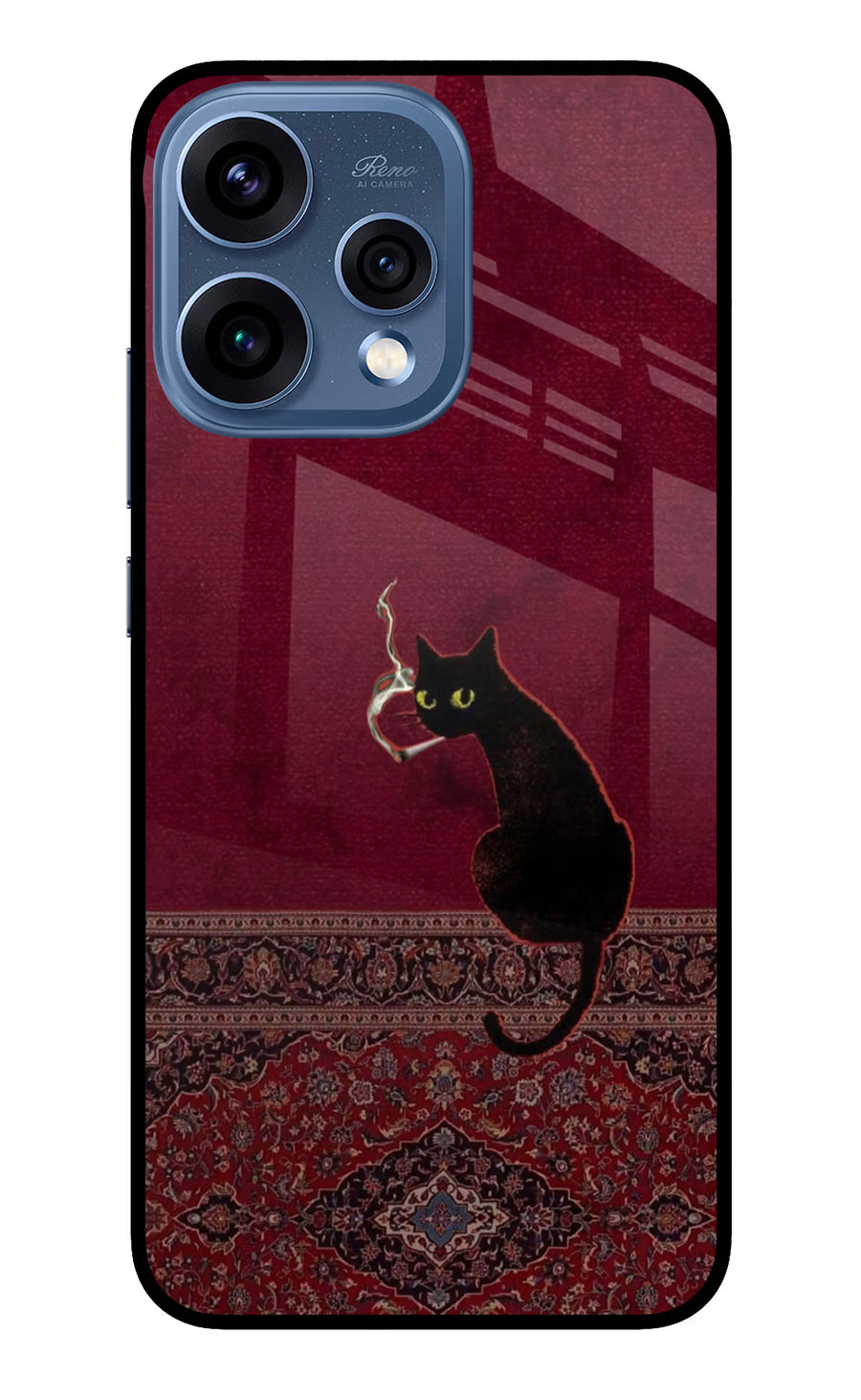 Midnight Cat Oppo Reno15 5G Back Cover, Glass case