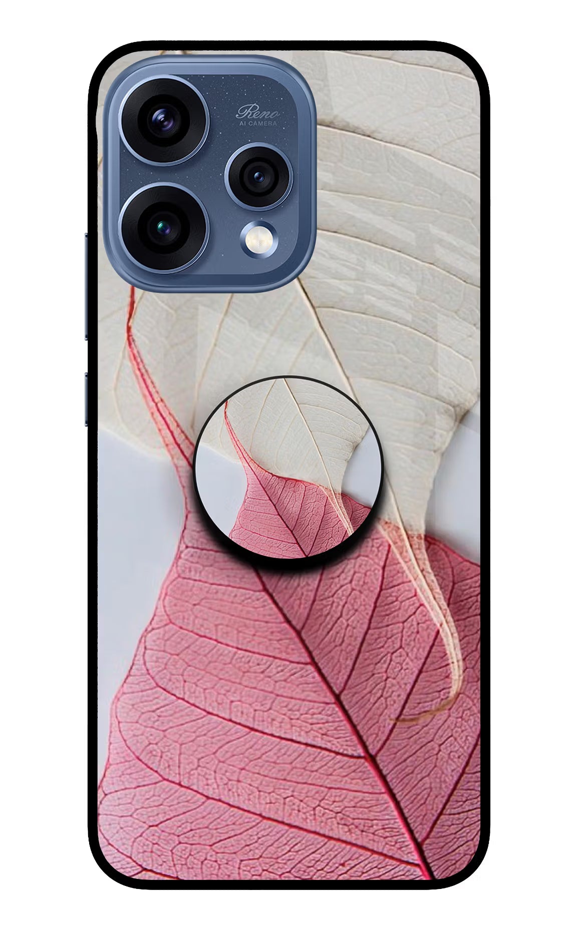 White Pink Leaf Oppo Reno15 5G Pop Case by Casekaro