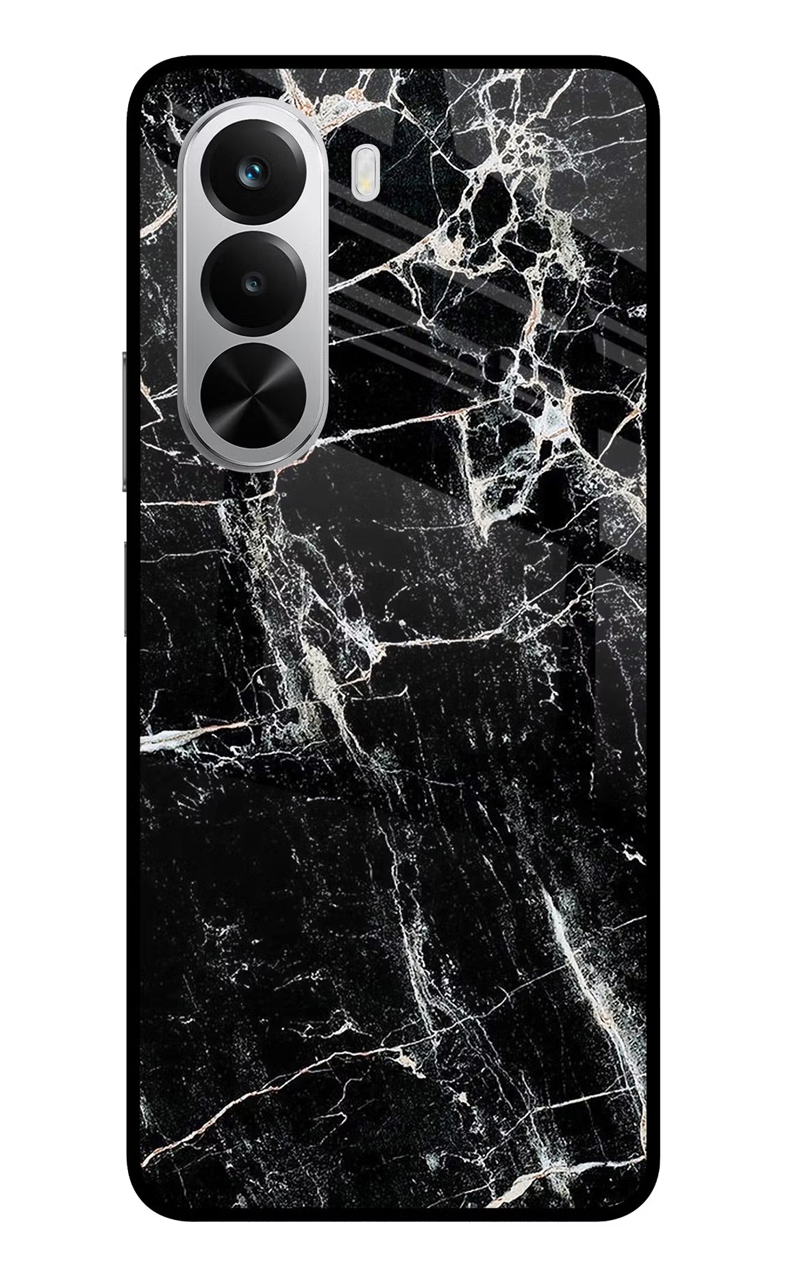 Black Marble Texture Realme P4x 5G Glass Case Back Cover by Casekaro