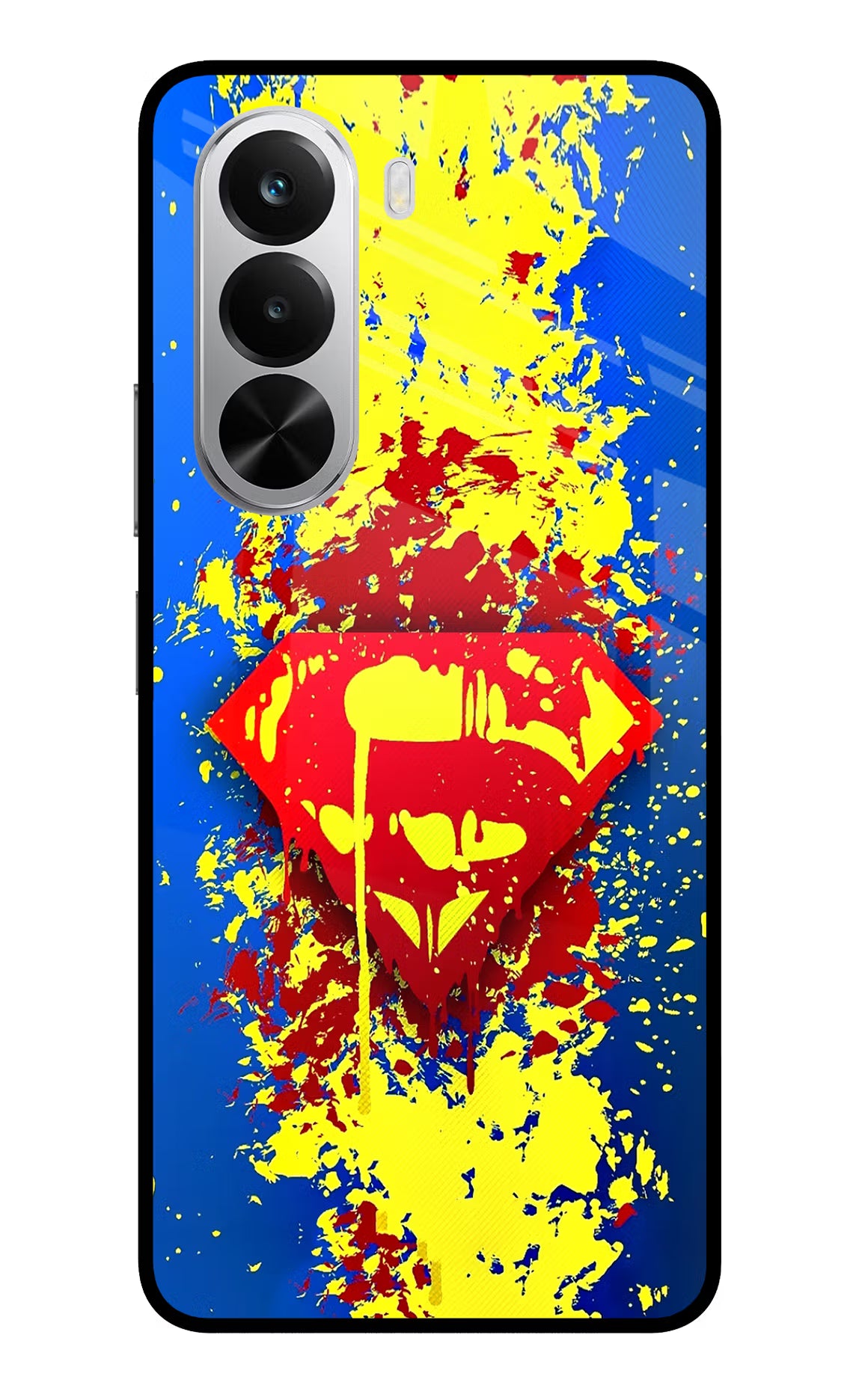 Superman logo Realme P4x 5G Glass Case Back Cover by Casekaro