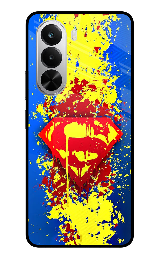 Superman logo Realme P4x 5G Glass Case Back Cover by Casekaro
