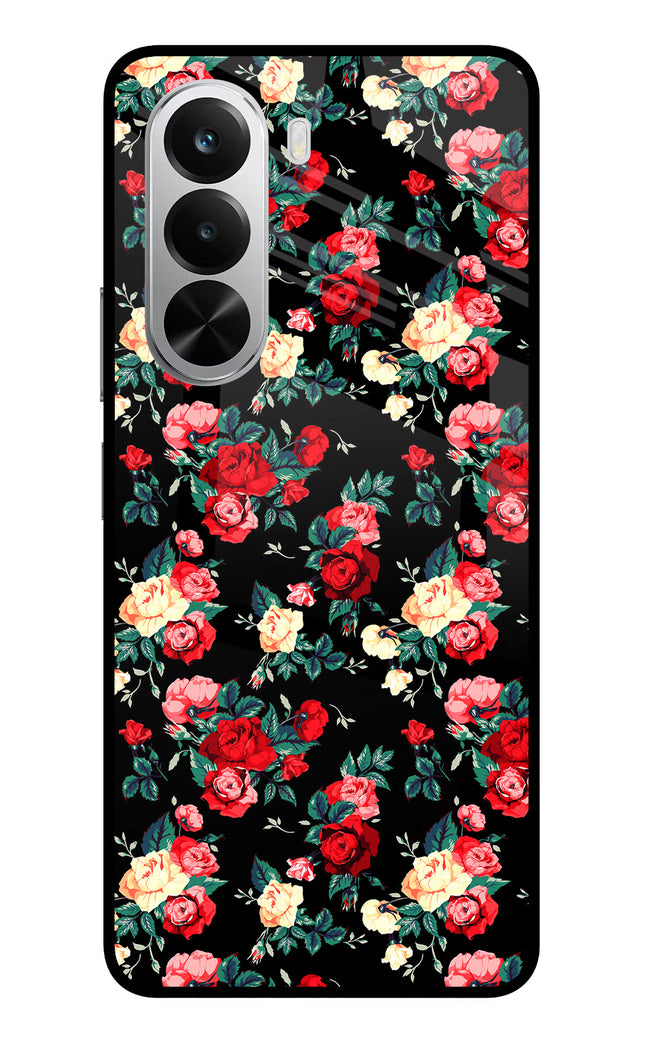 Rose Pattern Realme P4x 5G Glass Case Back Cover by Casekaro