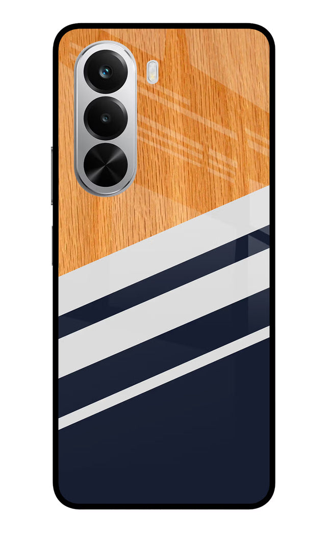 Blue and white wooden Realme P4x 5G Glass Case