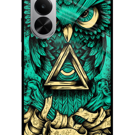 Green Owl Realme P4x 5G Glass Case Back Cover by Casekaro