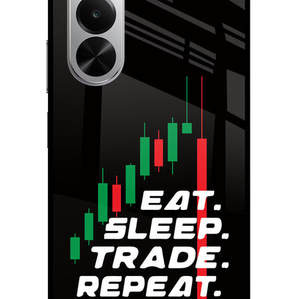 Eat Sleep Trade Repeat Realme P4x 5G Glass Case