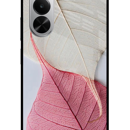 White Pink Leaf Realme P4x 5G Glass Case