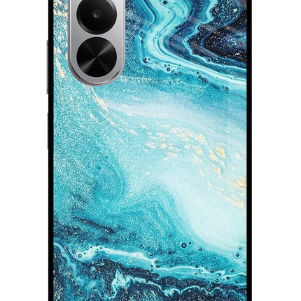 Blue Glitter Marble Realme P4x 5G Glass Case