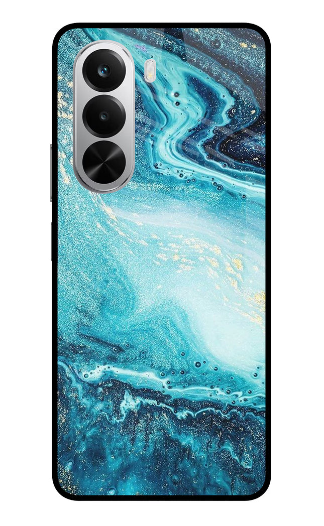 Blue Glitter Marble Realme P4x 5G Glass Case