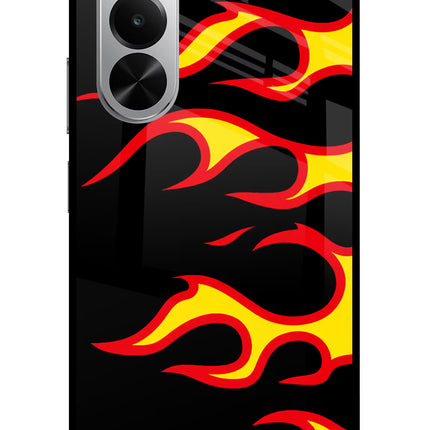 Side Sweep Flames Realme P4x 5G Glass Case