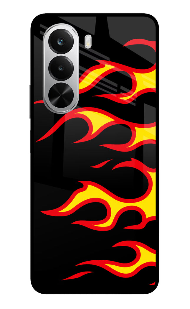 Side Sweep Flames Realme P4x 5G Glass Case