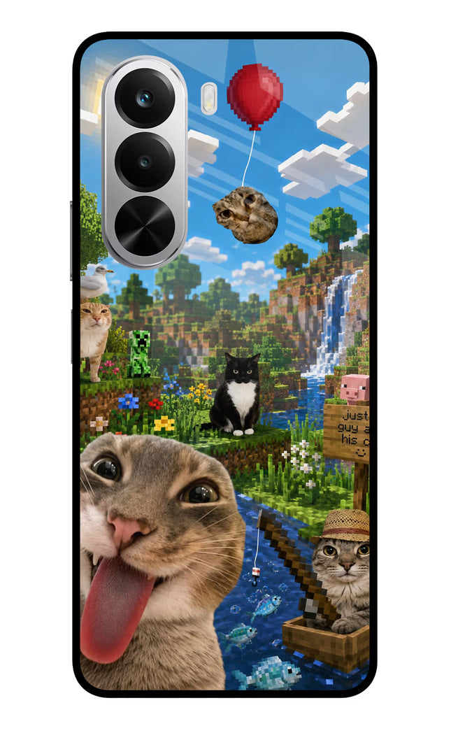 Minecraft Cat Chaos Realme P4x 5G Glass Case