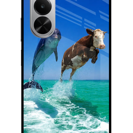 Dolphin vs Cow Realme P4x 5G Glass Case