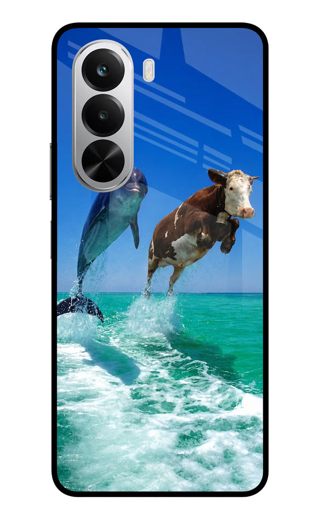 Dolphin vs Cow Realme P4x 5G Glass Case