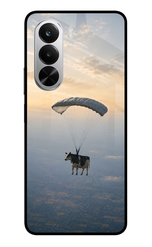 Skydiving Cow Realme P4x 5G Glass Case