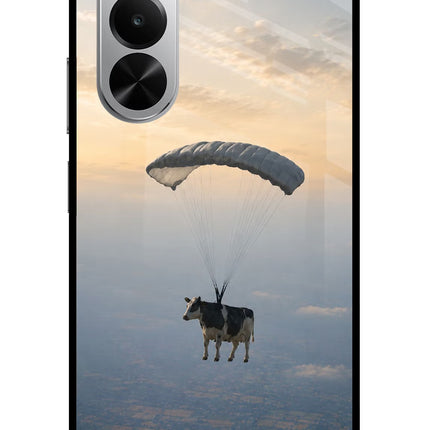 Skydiving Cow Realme P4x 5G Glass Case Back Cover by Casekaro