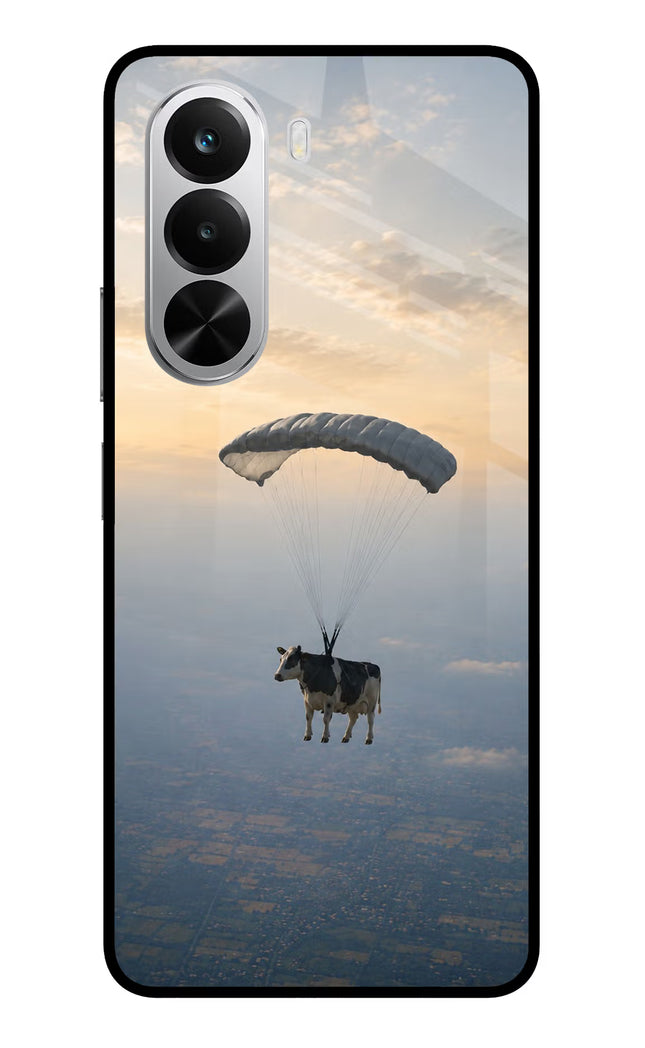 Skydiving Cow Realme P4x 5G Glass Case Back Cover by Casekaro