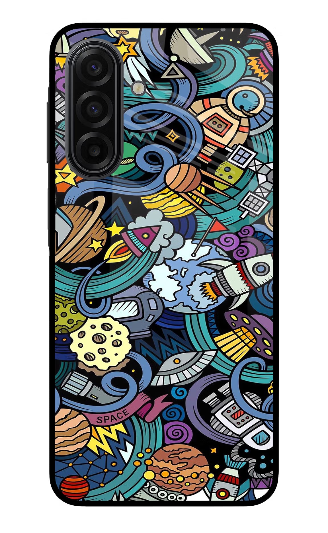 Space Abstract Samsung F17 5G Glass Case Back Cover by Casekaro