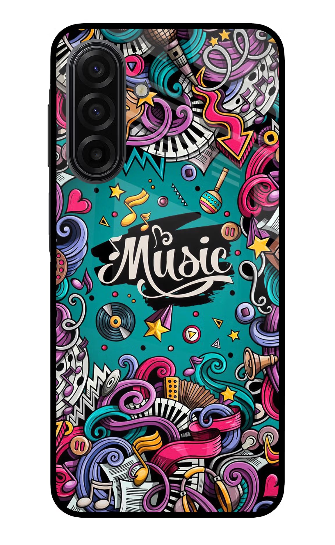 Music Graffiti Samsung F17 5G Glass Case