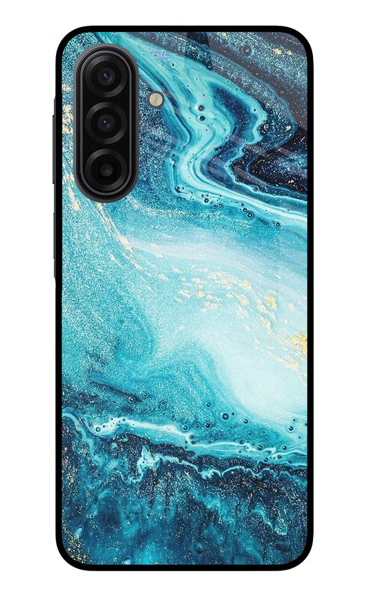 Blue Glitter Marble Samsung F17 5G Glass Case