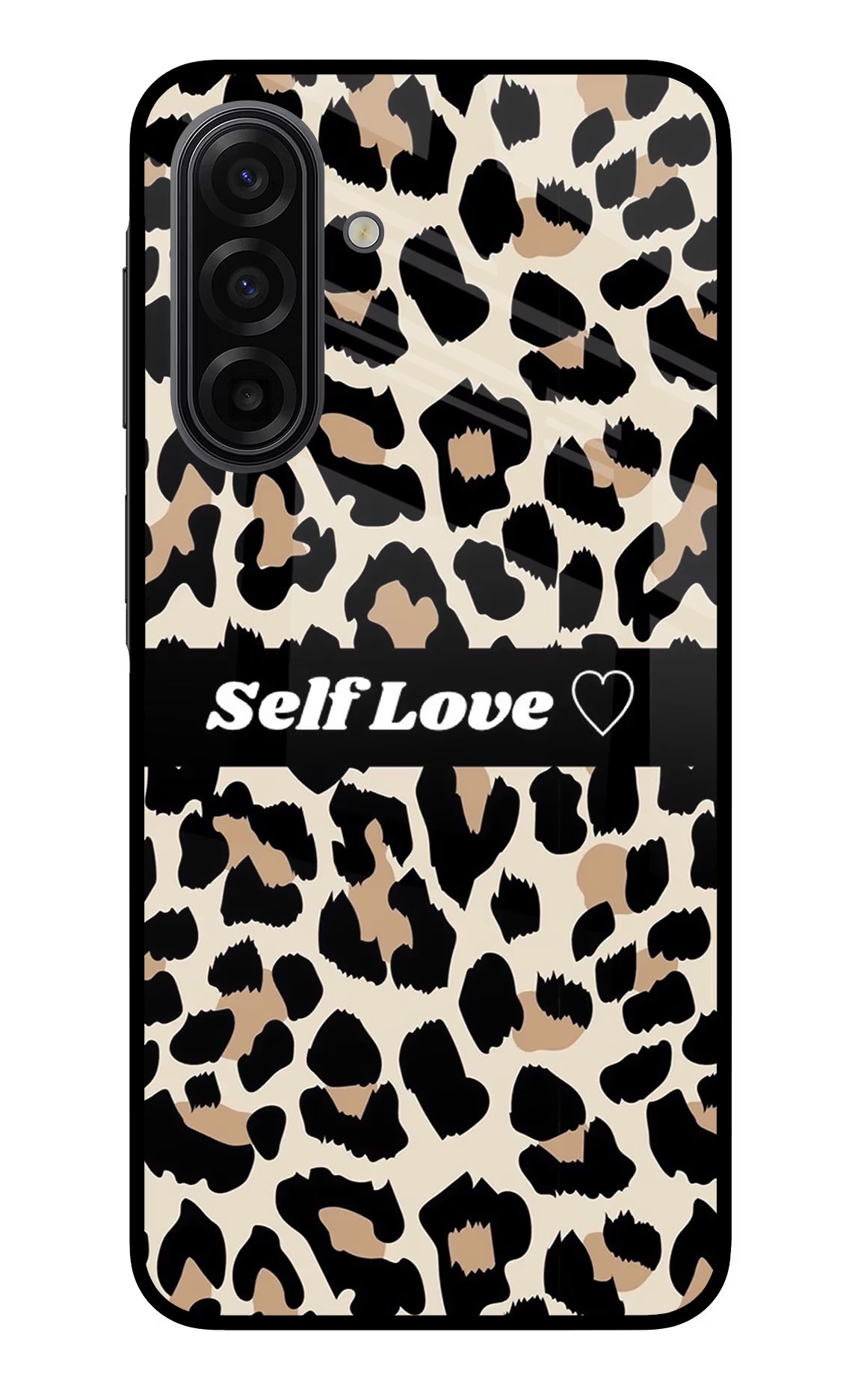 Leopard Print Self Love Samsung F17 5G Glass Case Back Cover by Casekaro
