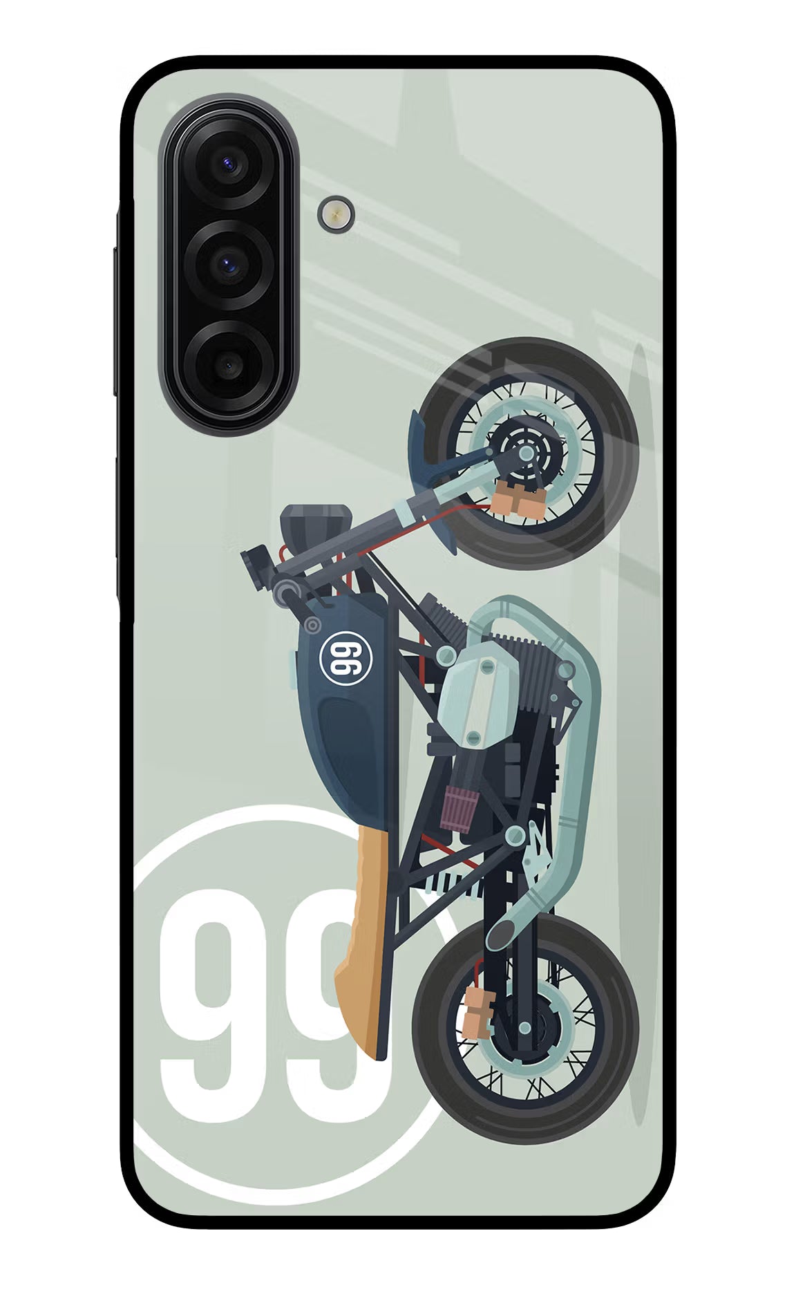 Classic Cafe Racer 99 Samsung F17 5G Glass Case Back Cover by Casekaro