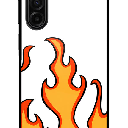 Fired Up – White Samsung F17 5G Glass Case Back Cover by Casekaro