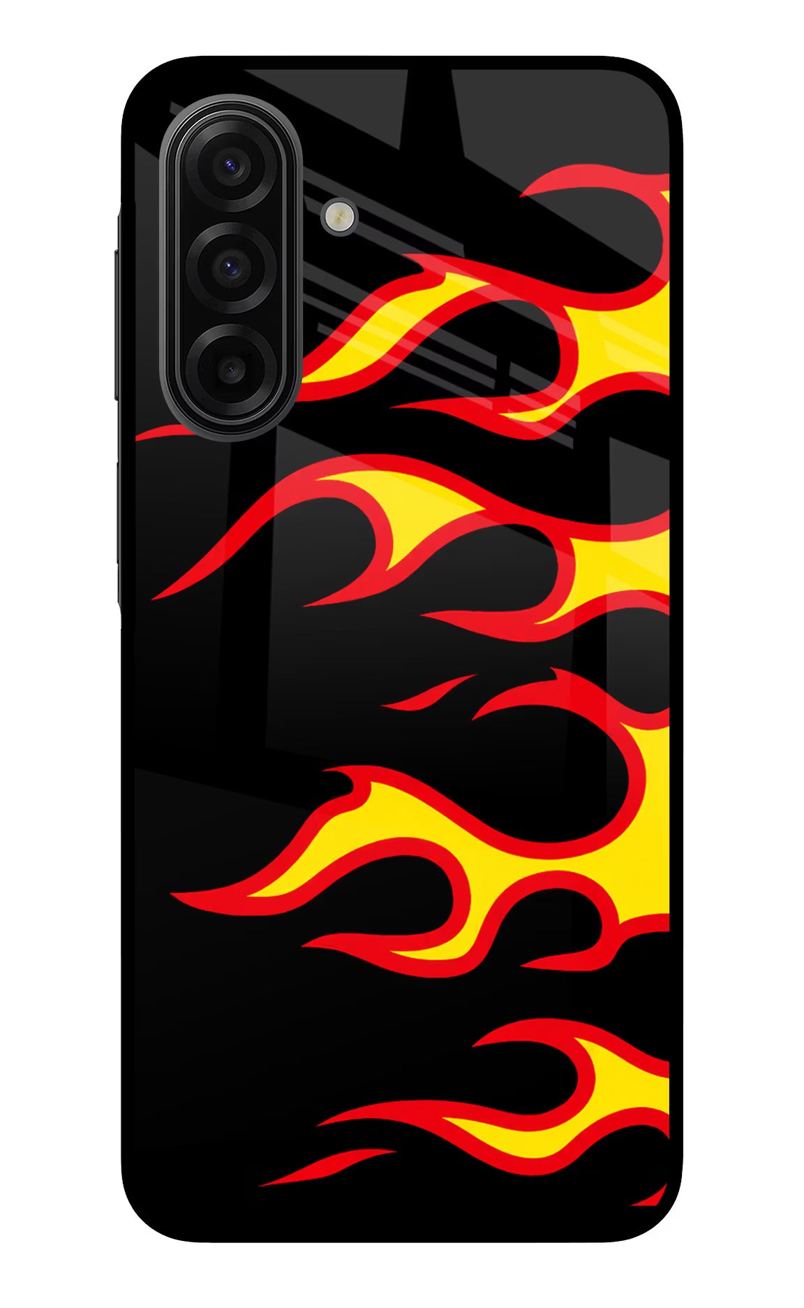 Side Sweep Flames Samsung F17 5G Glass Case
