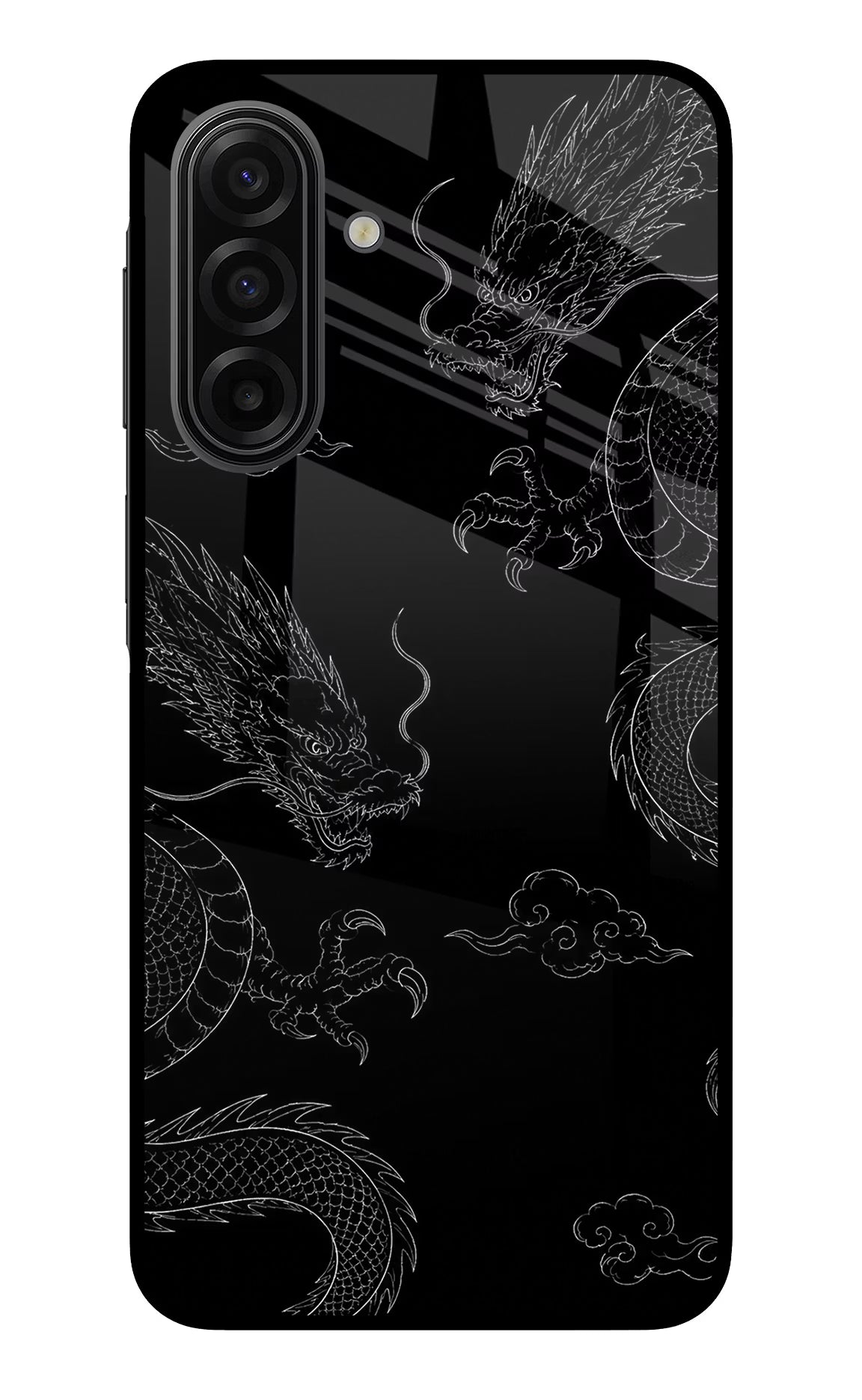 Twin Dragons Samsung F17 5G Glass Case Back Cover by Casekaro