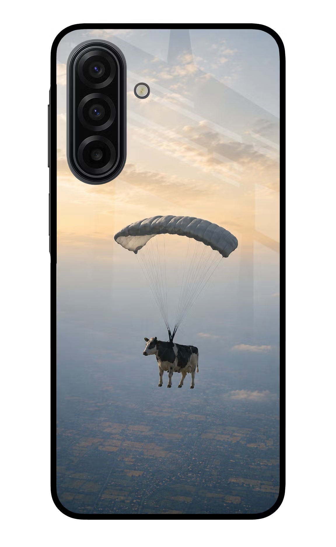 Skydiving Cow Samsung F17 5G Glass Case