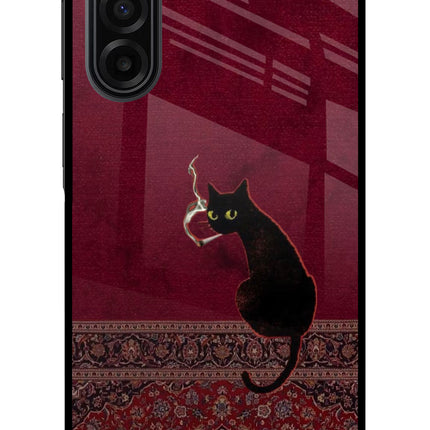 Midnight Cat Samsung F17 5G Glass Case
