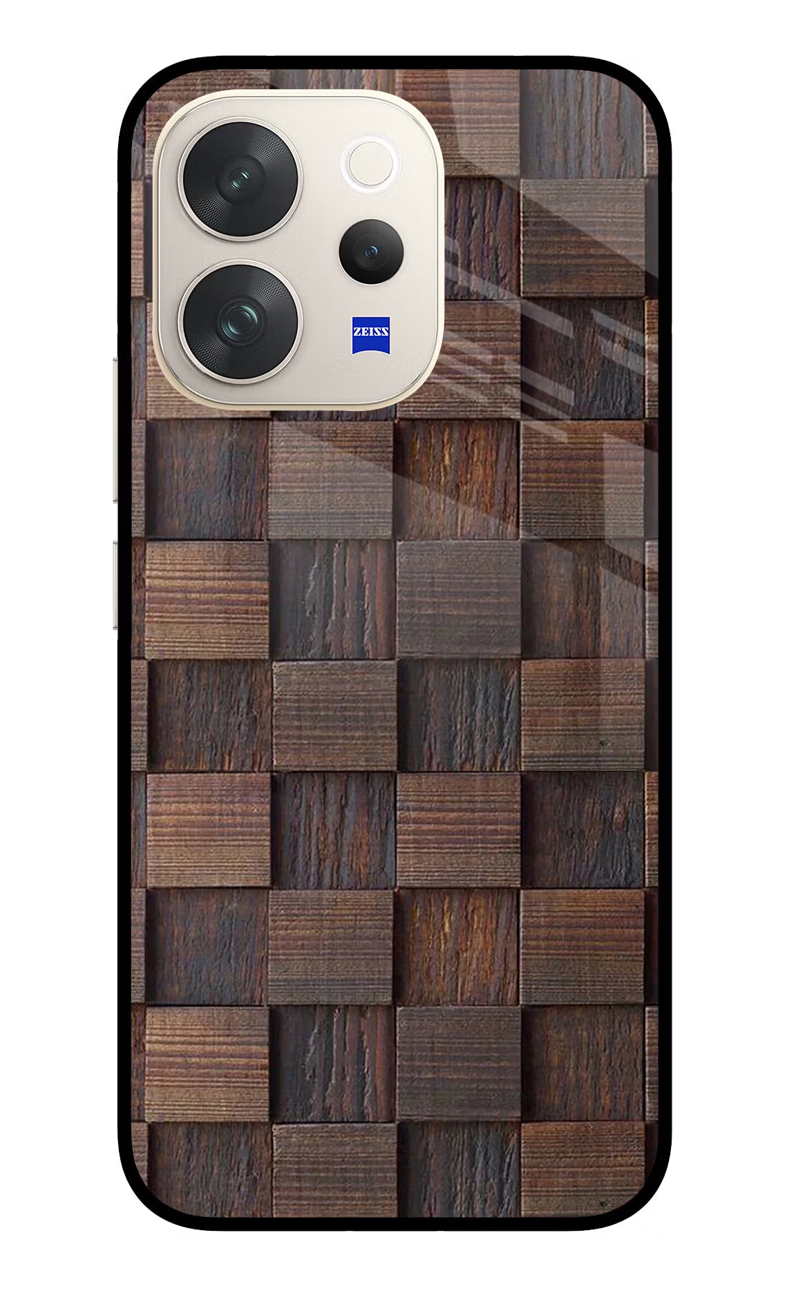 Wooden Cube Design Vivo V70 5G Glass Case