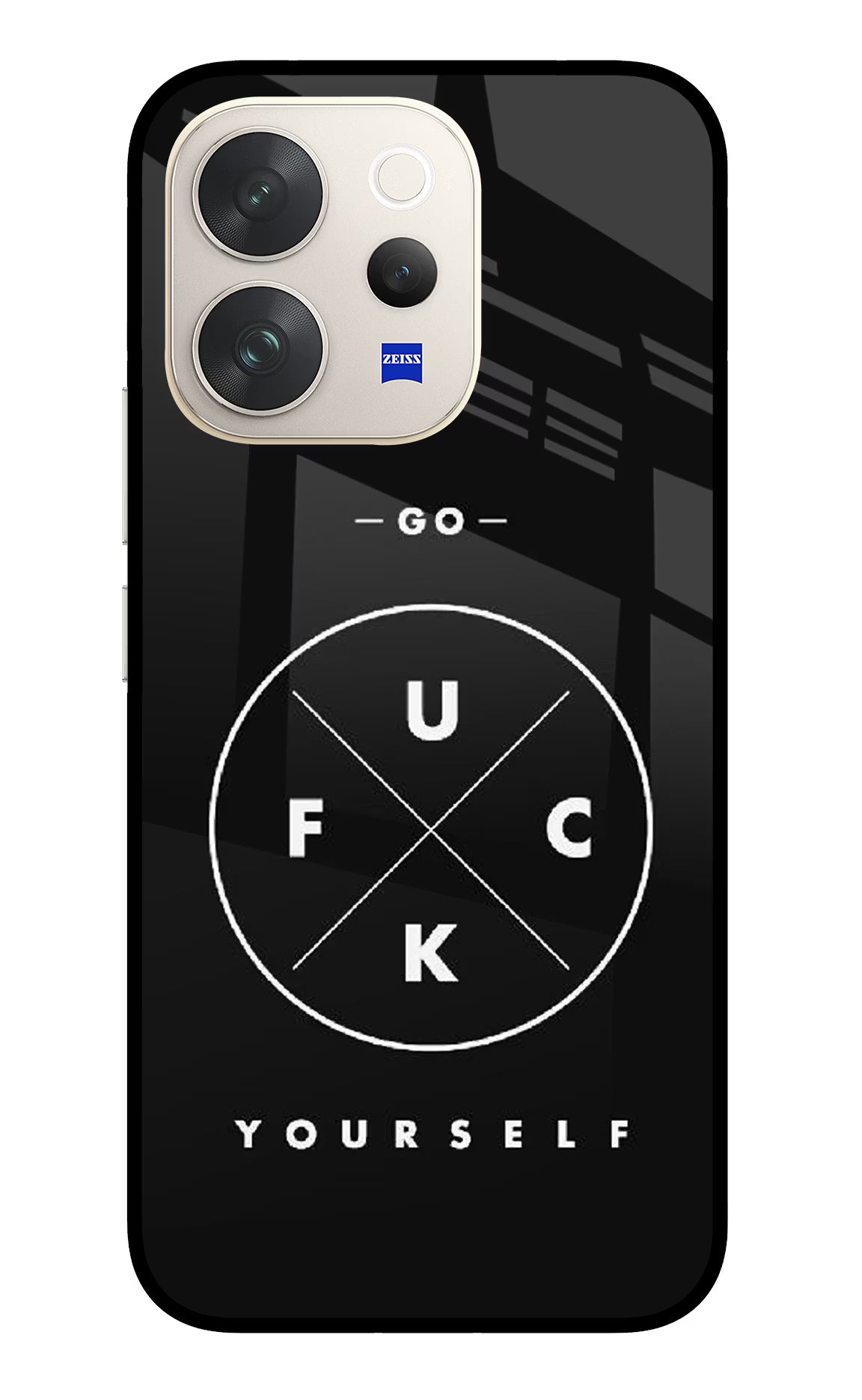 Go Fuck Yourself Vivo V70 5G Glass Case Back Cover by Casekaro