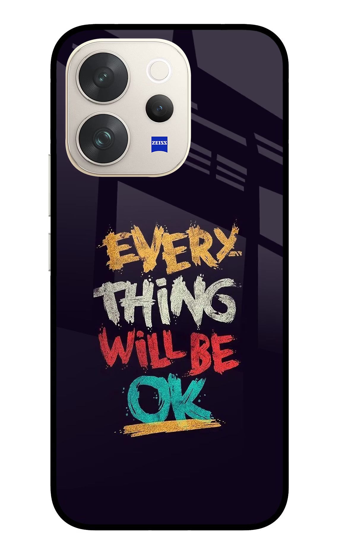 Everything Will Be Ok Vivo V70 5G Glass Case Back Cover by Casekaro
