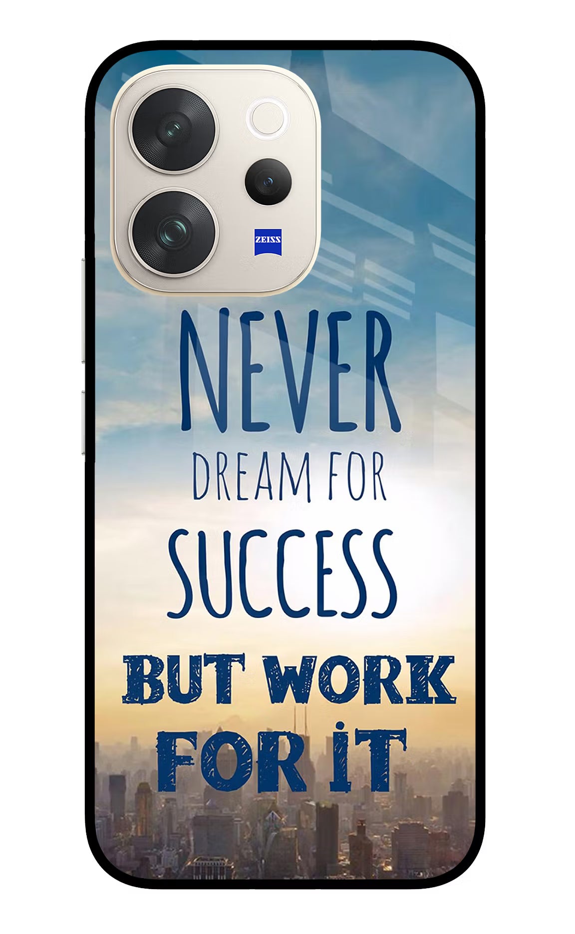 Never Dream For Success But Work For It Vivo V70 5G Glass Case Back Cover by Casekaro