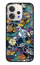 Space Abstract Vivo V70 5G Glass Case Back Cover by Casekaro