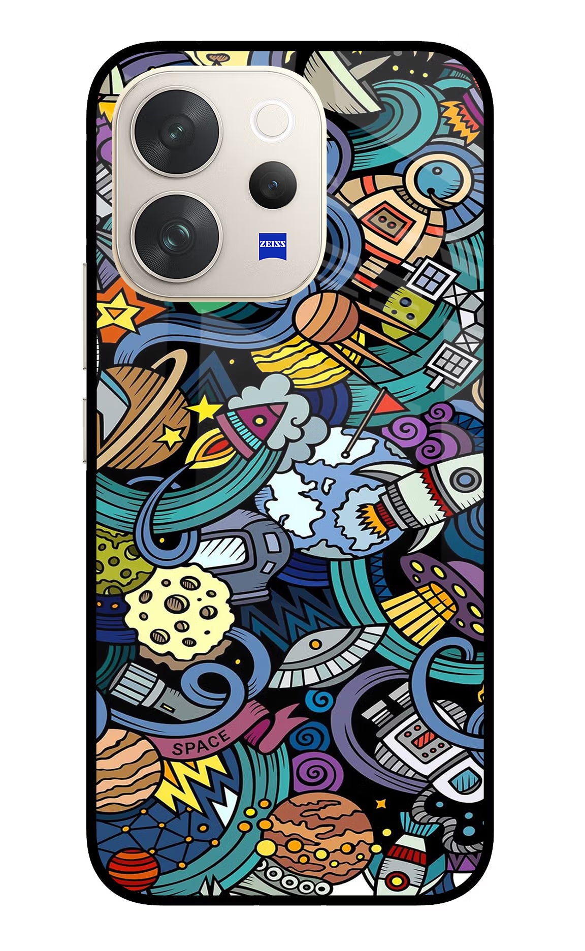 Space Abstract Vivo V70 5G Glass Case Back Cover by Casekaro