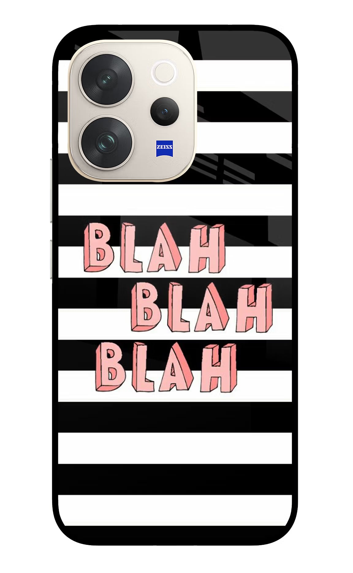 Blah Blah Blah Vivo V70 5G Glass Case Back Cover by Casekaro