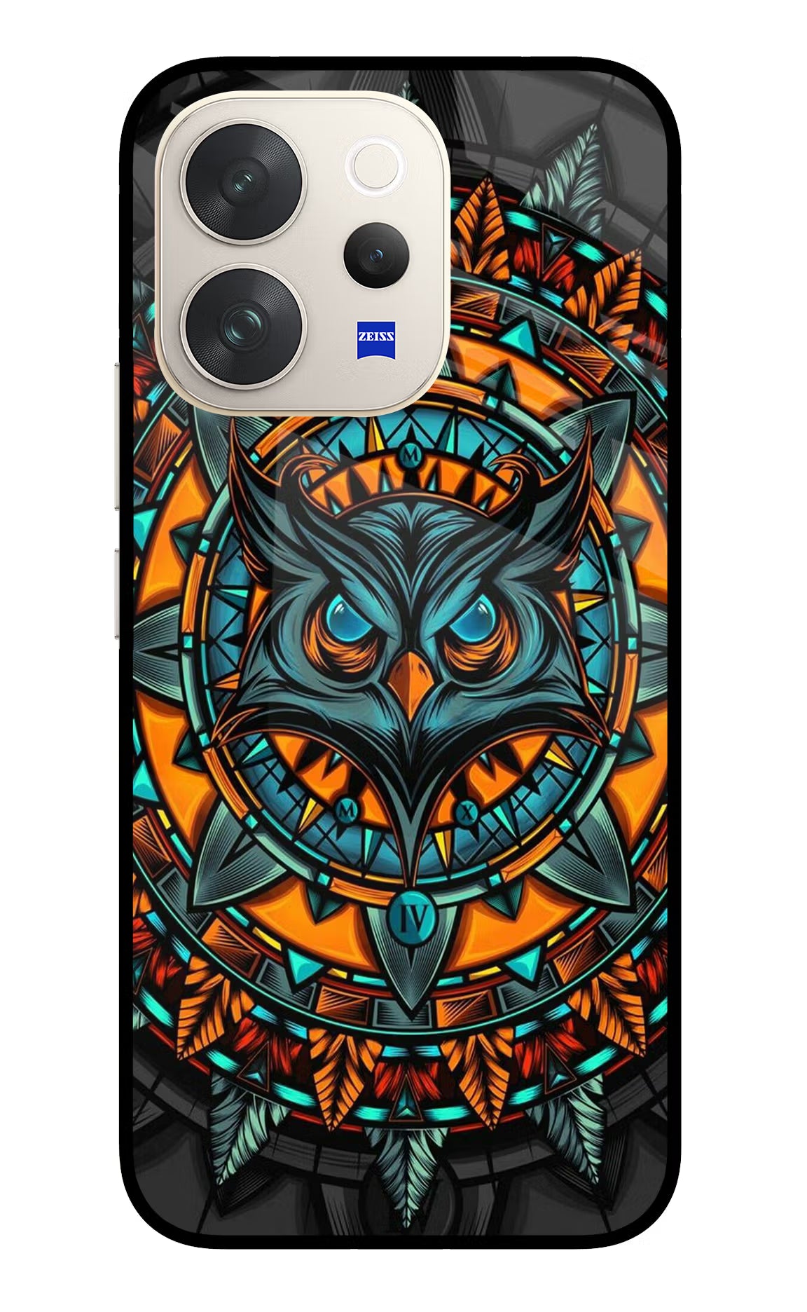 Angry Owl Art Vivo V70 5G Glass Case Back Cover by Casekaro