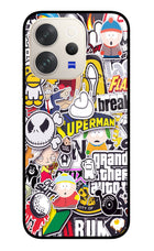 Sticker Bomb Vivo V70 5G Glass Case Back Cover by Casekaro