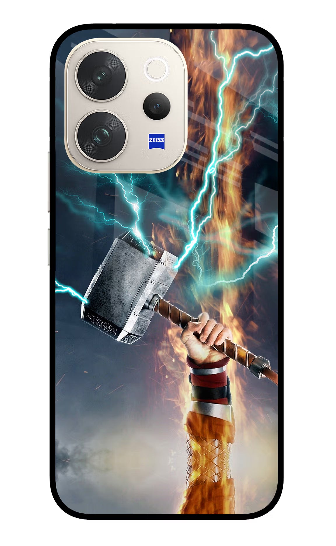 Thor Hammer Mjolnir Vivo V70 5G Glass Case Back Cover by Casekaro