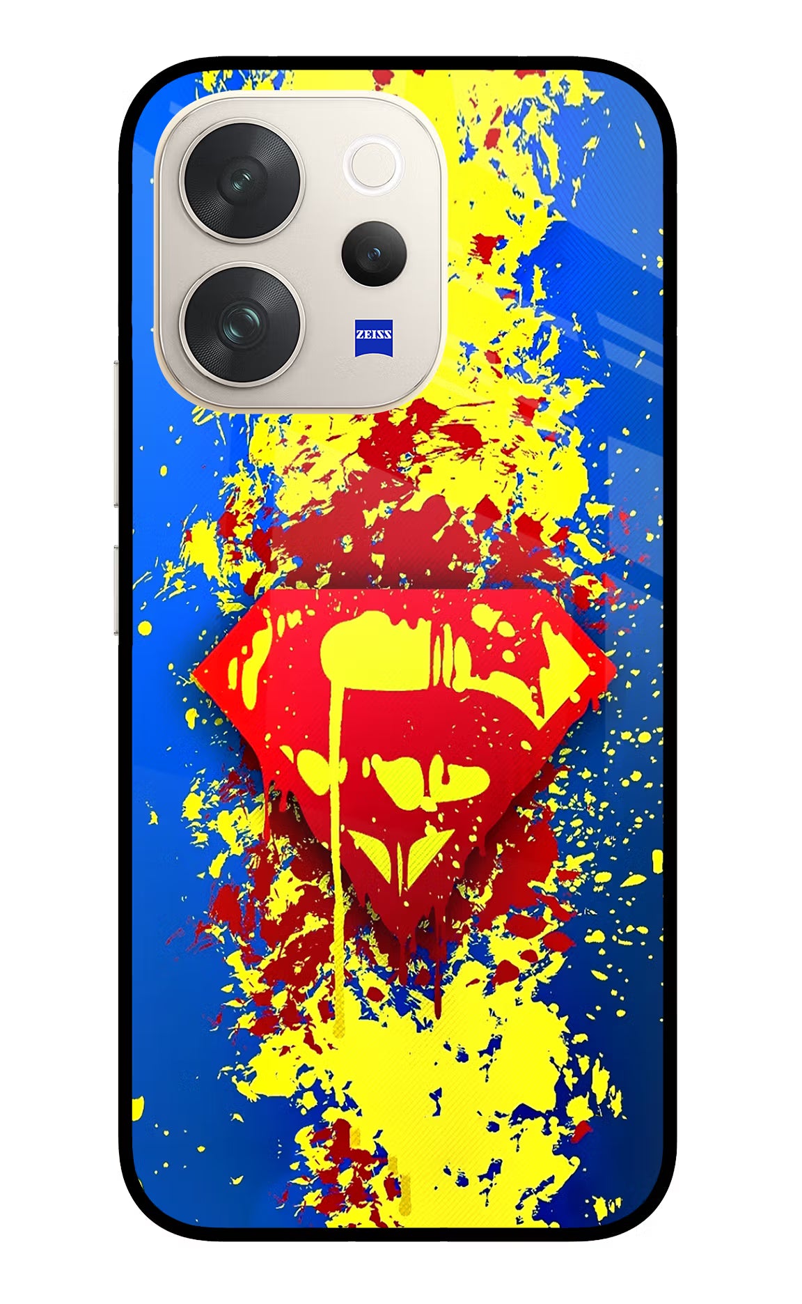 Superman logo Vivo V70 5G Glass Case Back Cover by Casekaro