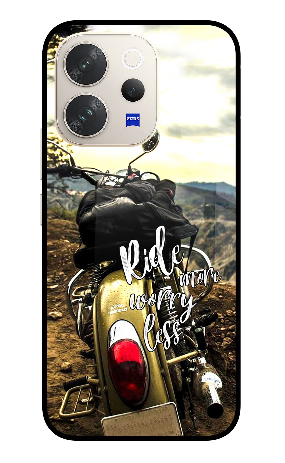 Ride More Worry Less Vivo V70 5G Glass Case Back Cover by Casekaro