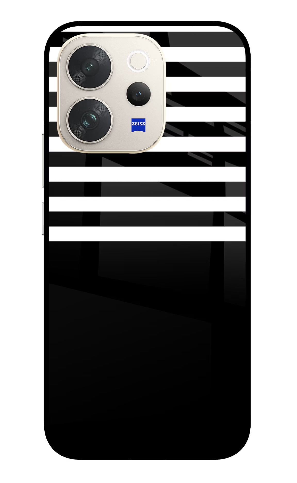 Black and White Print Vivo V70 5G Glass Case Back Cover by Casekaro