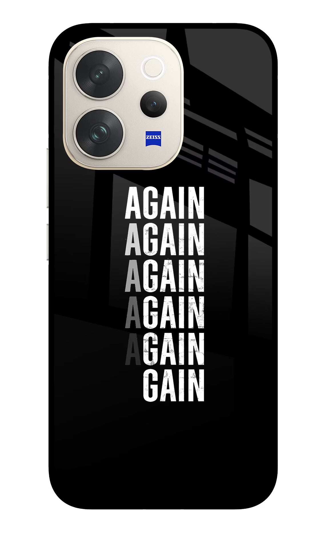 Again Again Gain Vivo V70 5G Glass Case Back Cover by Casekaro
