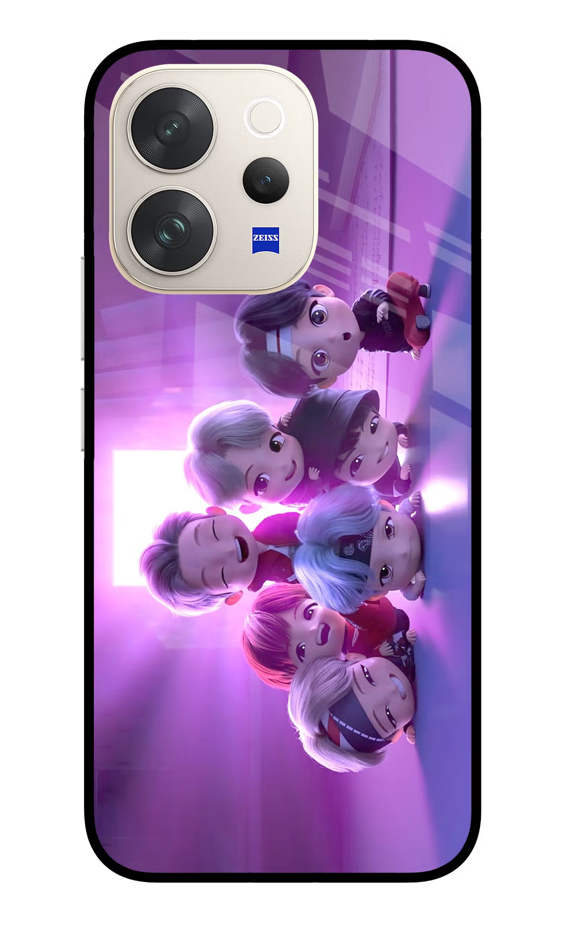 BTS Chibi Vivo V70 5G Glass Case Back Cover by Casekaro
