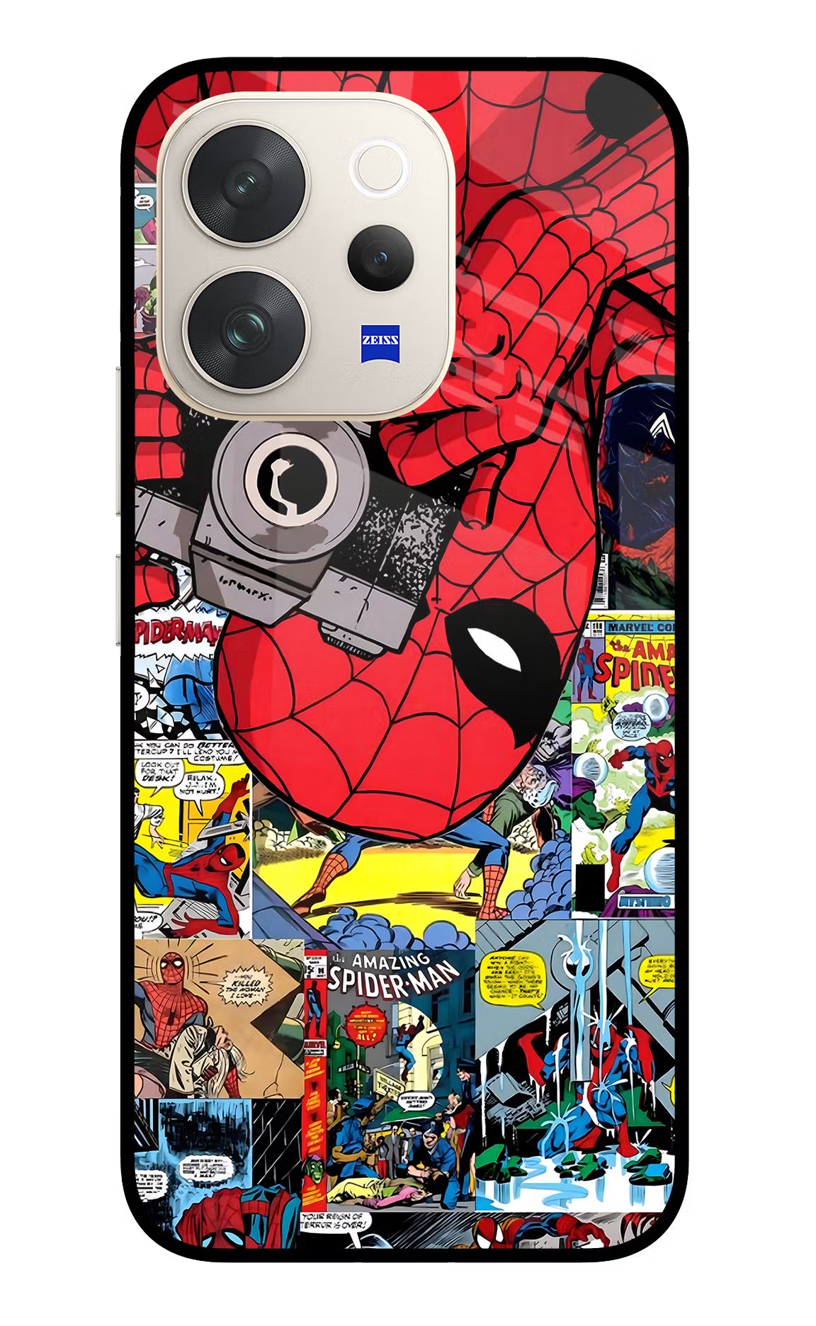 Spider Man Vivo V70 5G Glass Case Back Cover by Casekaro