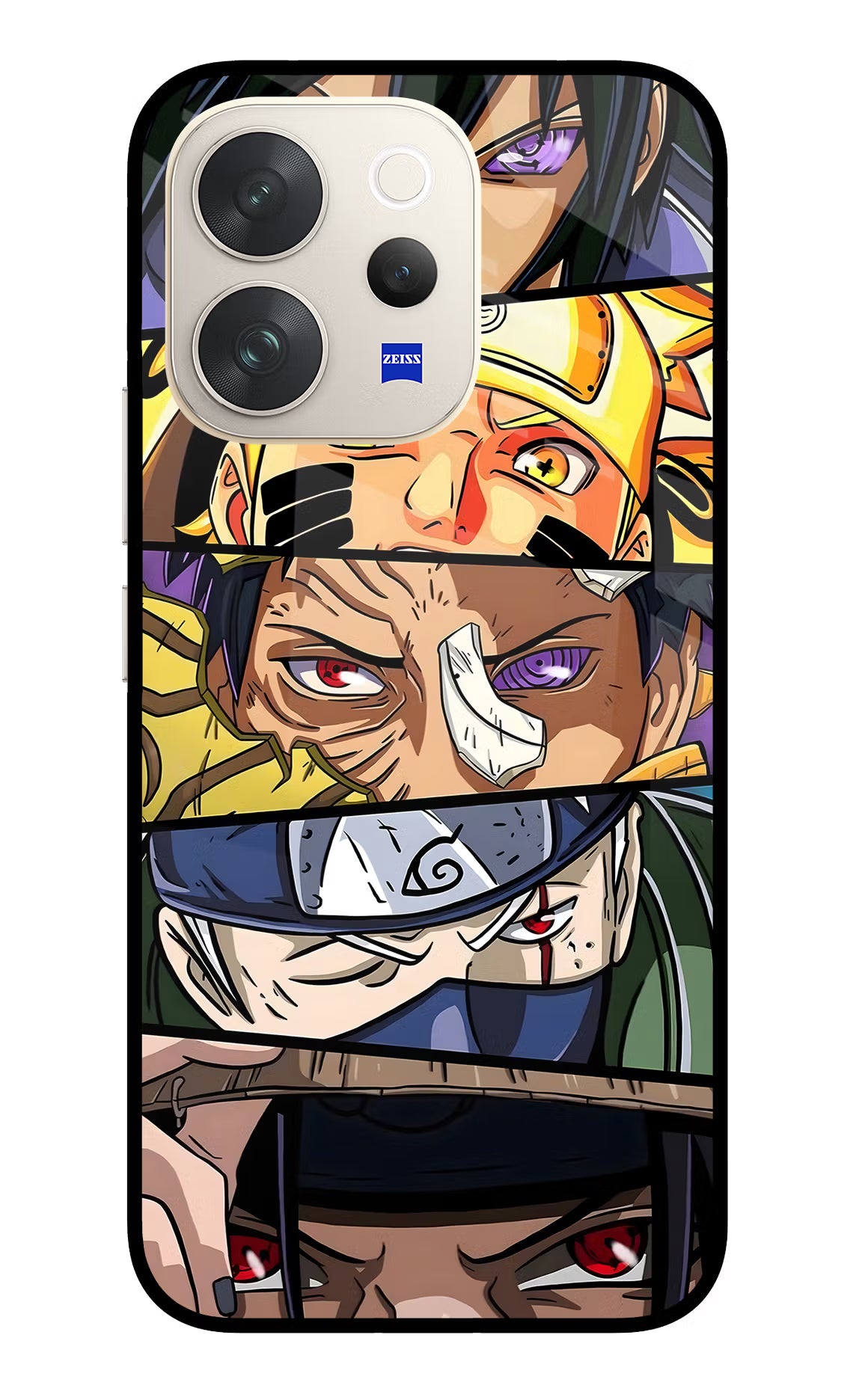 Naruto Character Vivo V70 5G Glass Case Back Cover by Casekaro